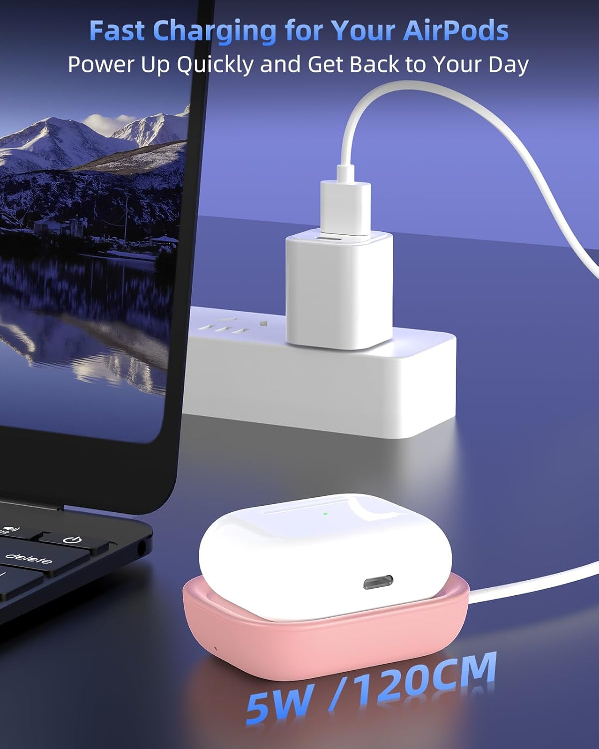 For Airpod Charger, Designed Wireless Charger for Airpods 4(Anc)/3Rd/2Nd Gen, for New Airpod Pro 3 (2025)/ 2Nd Gen, Wireless Earbuds, Slim & Compact for Travel Home Office, Pink